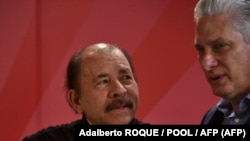 De izquierda a derecha, Daniel Ortega y Miguel Díaz Canel. Foto Archivo.