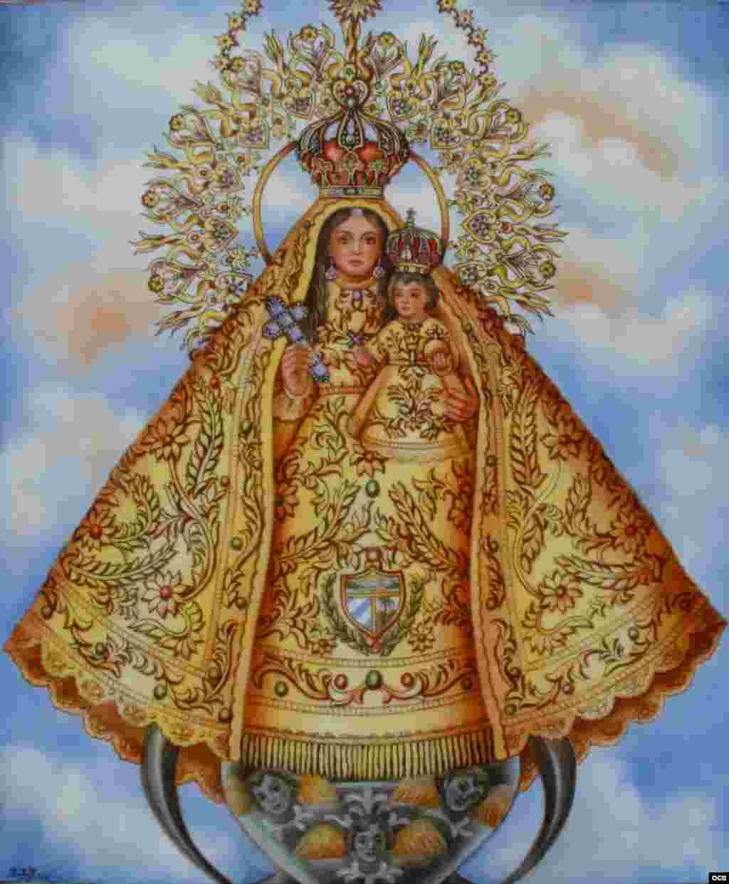 4- Virgen de la Caridad del Cobre, iglesia de Guadalupe. Serie "Las Estaciones", 28 Vírgenes (porcelana, 18x24 pulgadas).