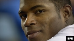 El jugador de los Dodgers de Los Ángeles Yasiel Puig.
