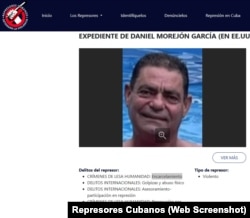 Ficha de Daniel Morejón en la página en internet de "Represores Cubanos". 
