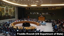 El secretario de Estado, Marco Rubio, participa en una reunión ministerial del Consejo de Seguridad de la ONU en la ciudad de Nueva York, el 23 de septiembre de 2025. 