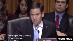 Marco Rubio habla en la audiencia ante el Comité de Relaciones Exteriores del Senado.